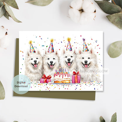 printable dog lover birthday card
samoyed dog birthday card
