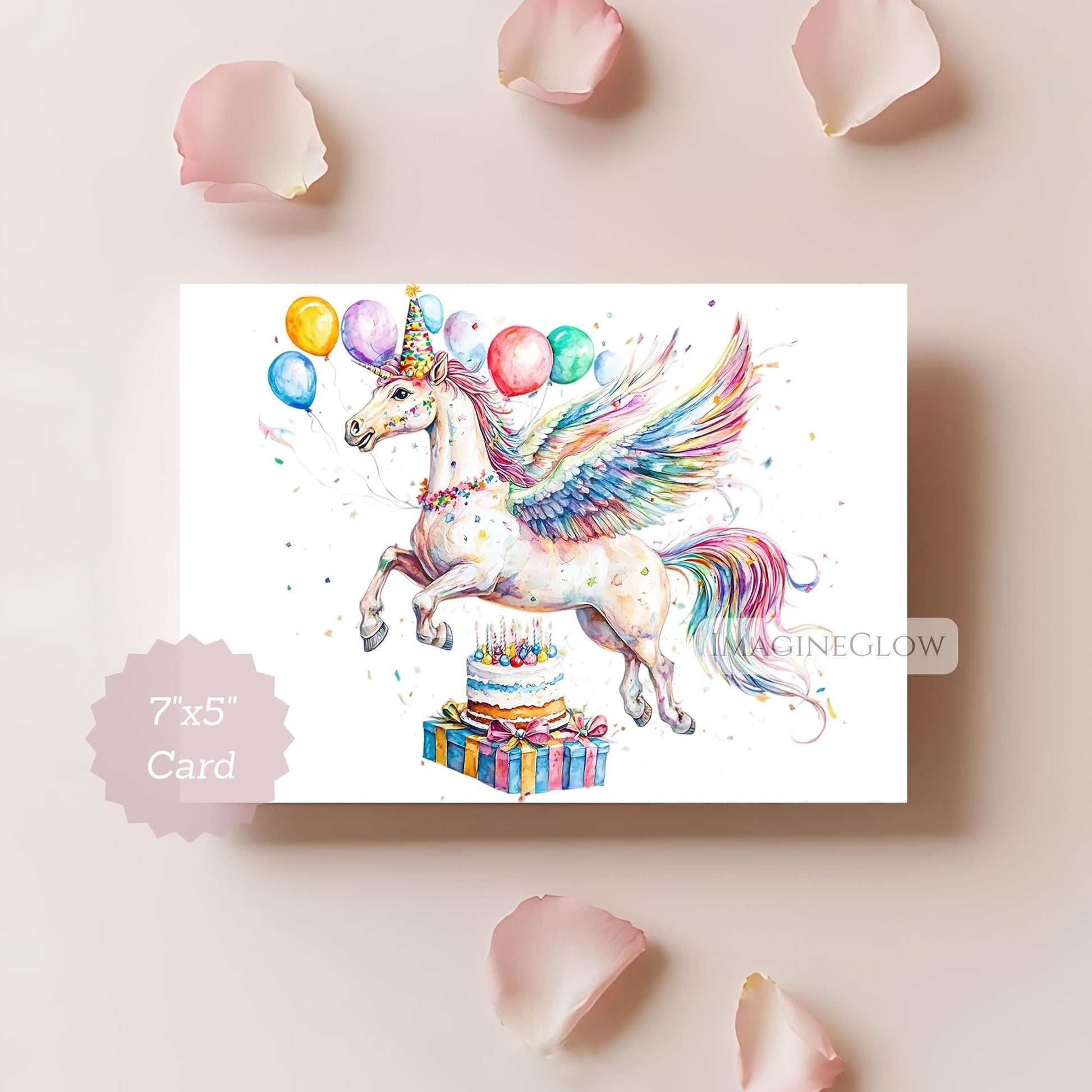 Pegasus birthday card printable
Magical winged horse greeting card
Fantasy birthday card for kids
