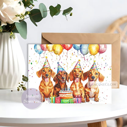 funny dachshund birthday printable
weiner dog birthday card
