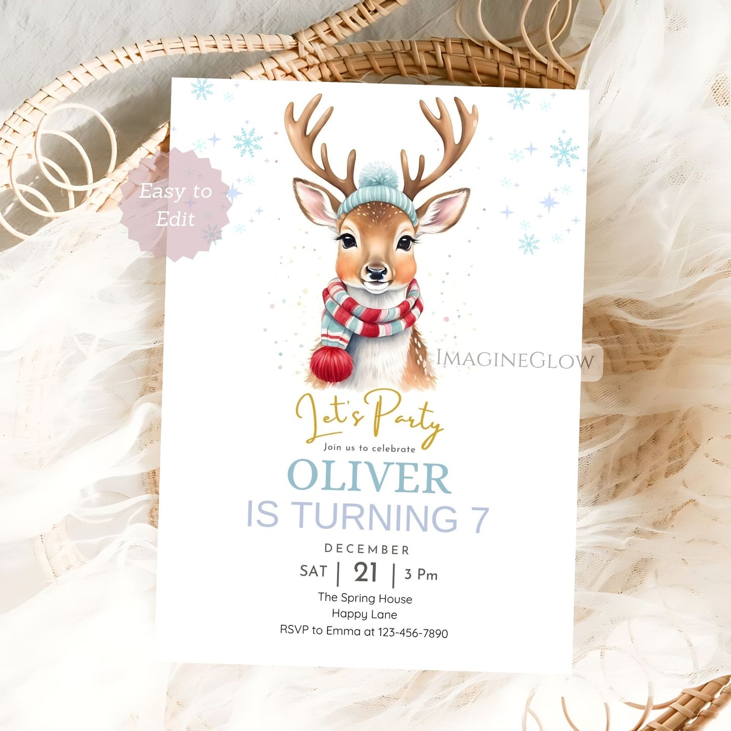 cute forest animal birthday invitation template
