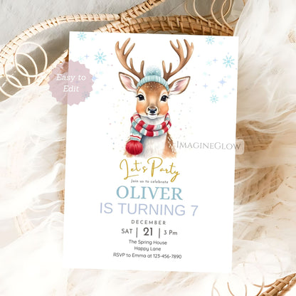 cute forest animal birthday invitation template
