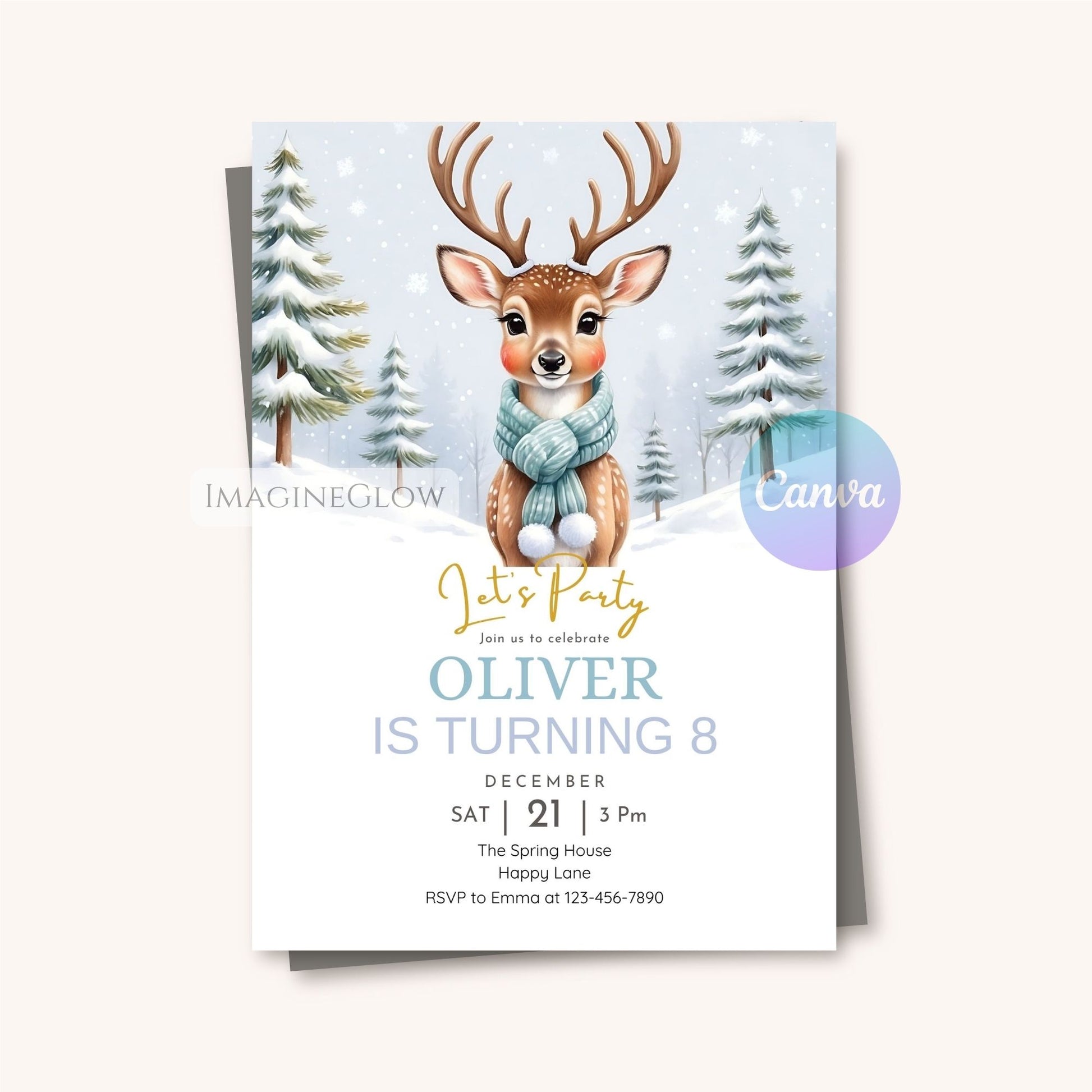 printable woodland animal birthday invitation
