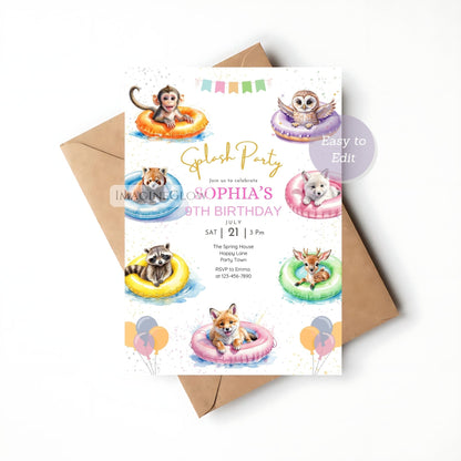 printable kids pool party invitation
woodland friends birthday invite
