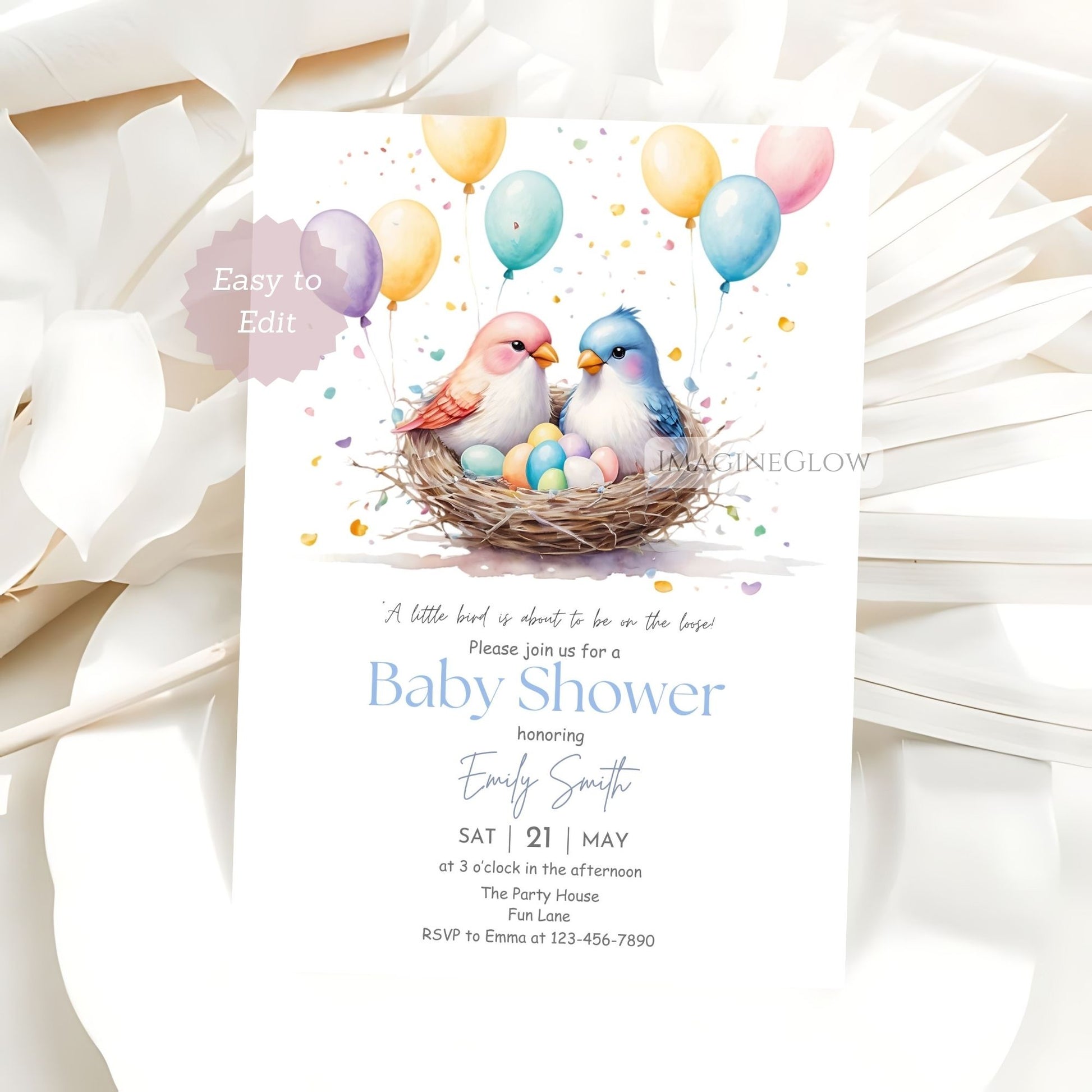 gender neutral baby shower nest theme
printable bird nest baby invite
