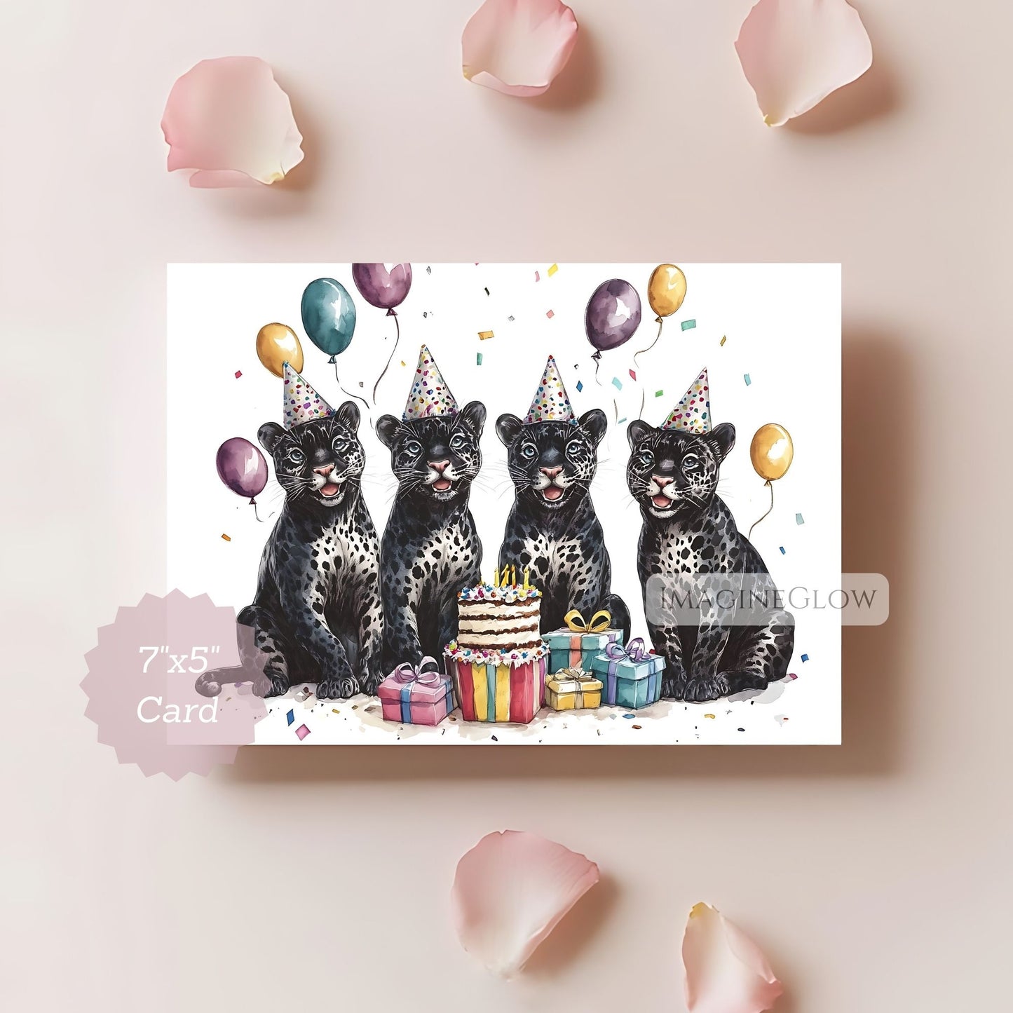Black panther wild cat birthday greeting card
Birthday card with four majestic black panthers
Digital download black panther birthday card
Fierce black panther birthday card printable
Four wild cats birthday card black panthers
