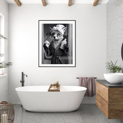 Nature-inspired fox bathroom wall art
