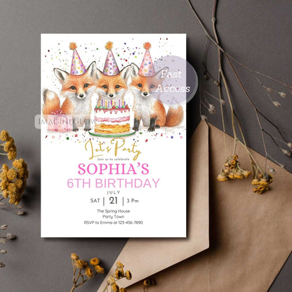 woodland creature birthday invitation

