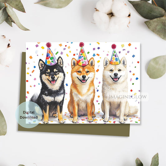 cute shiba dog birthday card
digital dog birthday card
