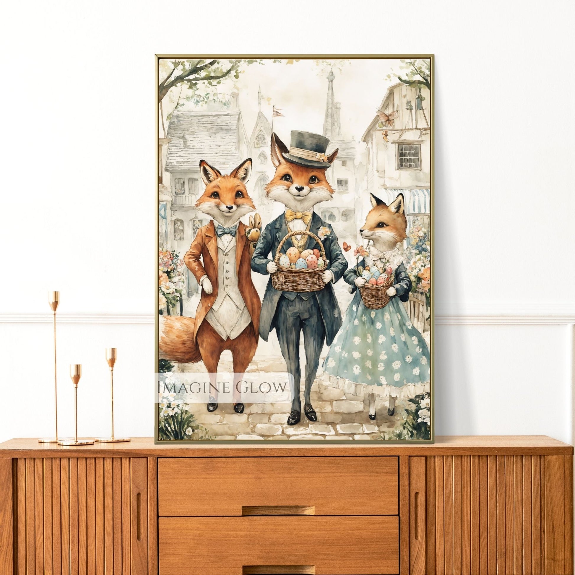 Easter Animal Print - Fox with Floral Basket
