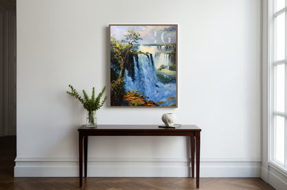 Nature print of Iguazu Falls, a powerful waterfall scene