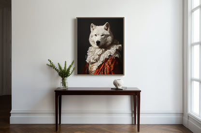 Victorian-inspired digital art of an aristocratic wolf, ideal for printing.