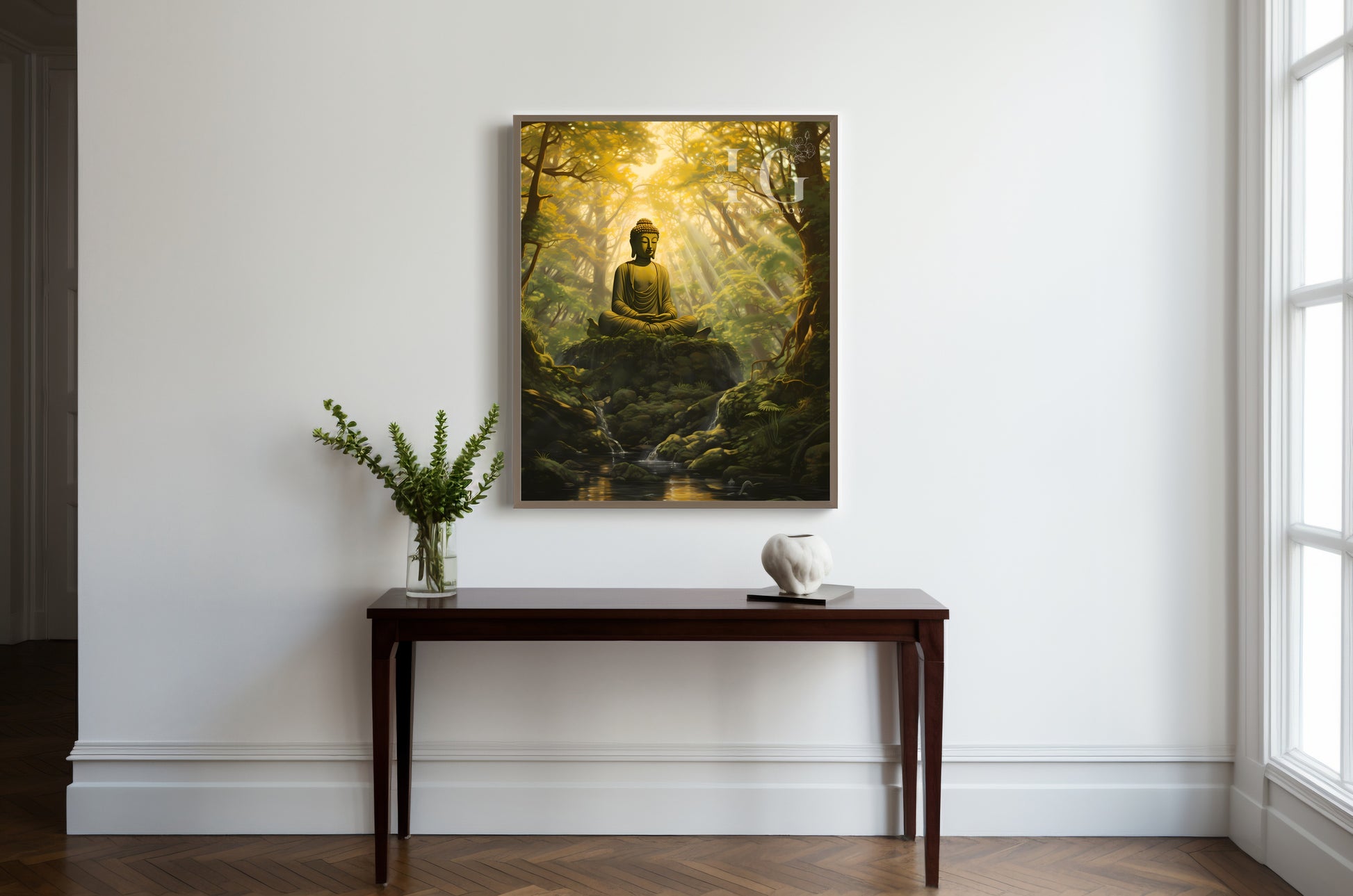 Peaceful Buddha art print for enhancing any space with tranquility.