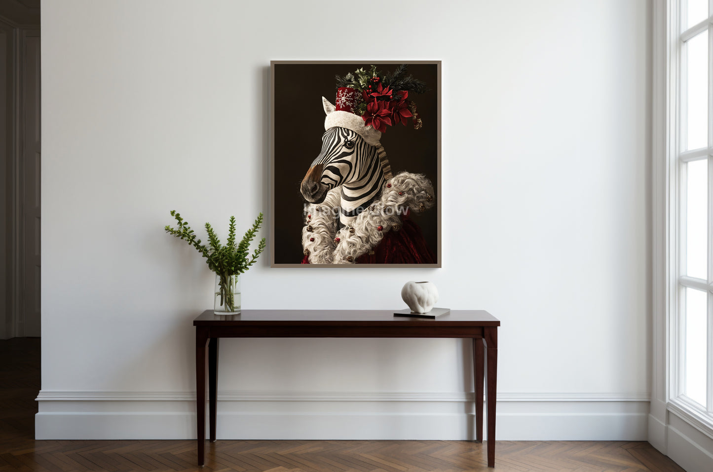 Zebra Christmas Art - Renaissance Zebra Portrait