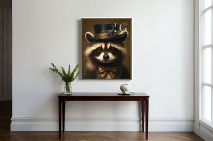 Victorian Raccoon Art - Classic Animal Portrait