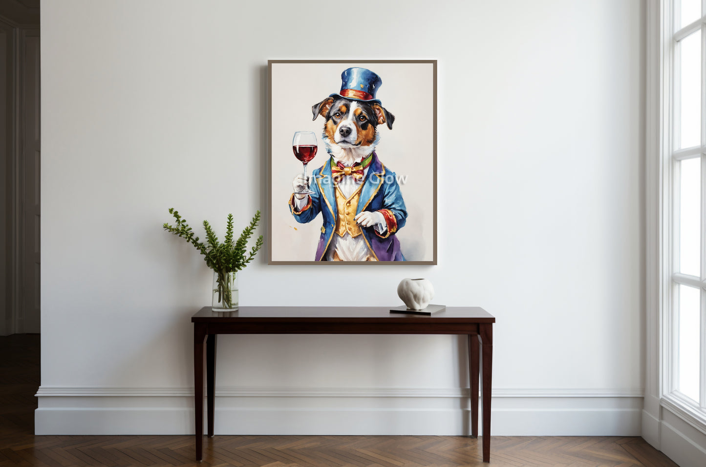 Whimsical red wine poser decor adding charm to any space