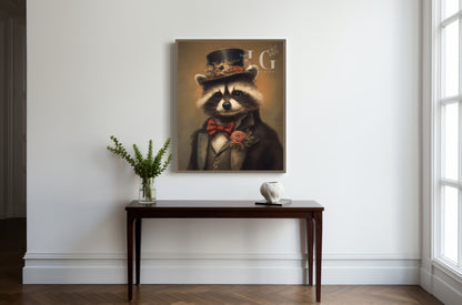 Victorian Raccoon Art - Classic Animal Portrait