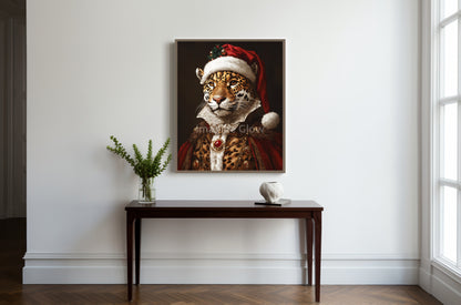 Jaguar Christmas Art - Renaissance Animal Portrait