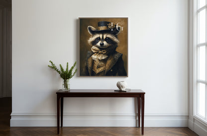 Victorian Raccoon Art - Classic Animal Portrait