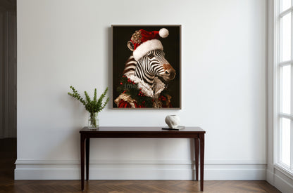 Zebra Christmas Art - Renaissance Zebra Portrait