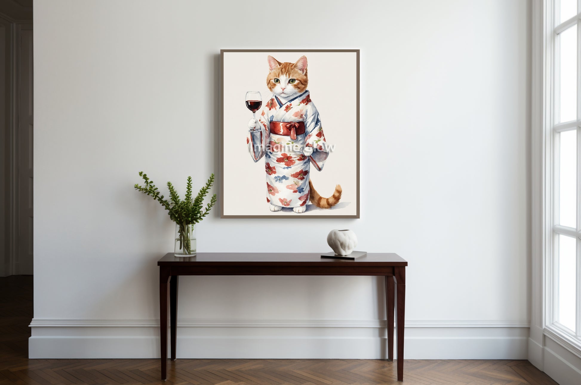 Printable Cat Red Wine artwork with a humorous and charming design.