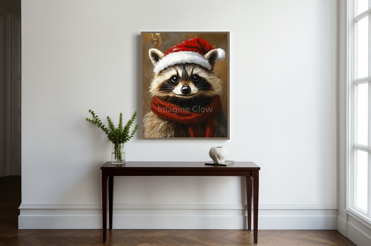 Raccoon Christmas Art - Renaissance Portrait