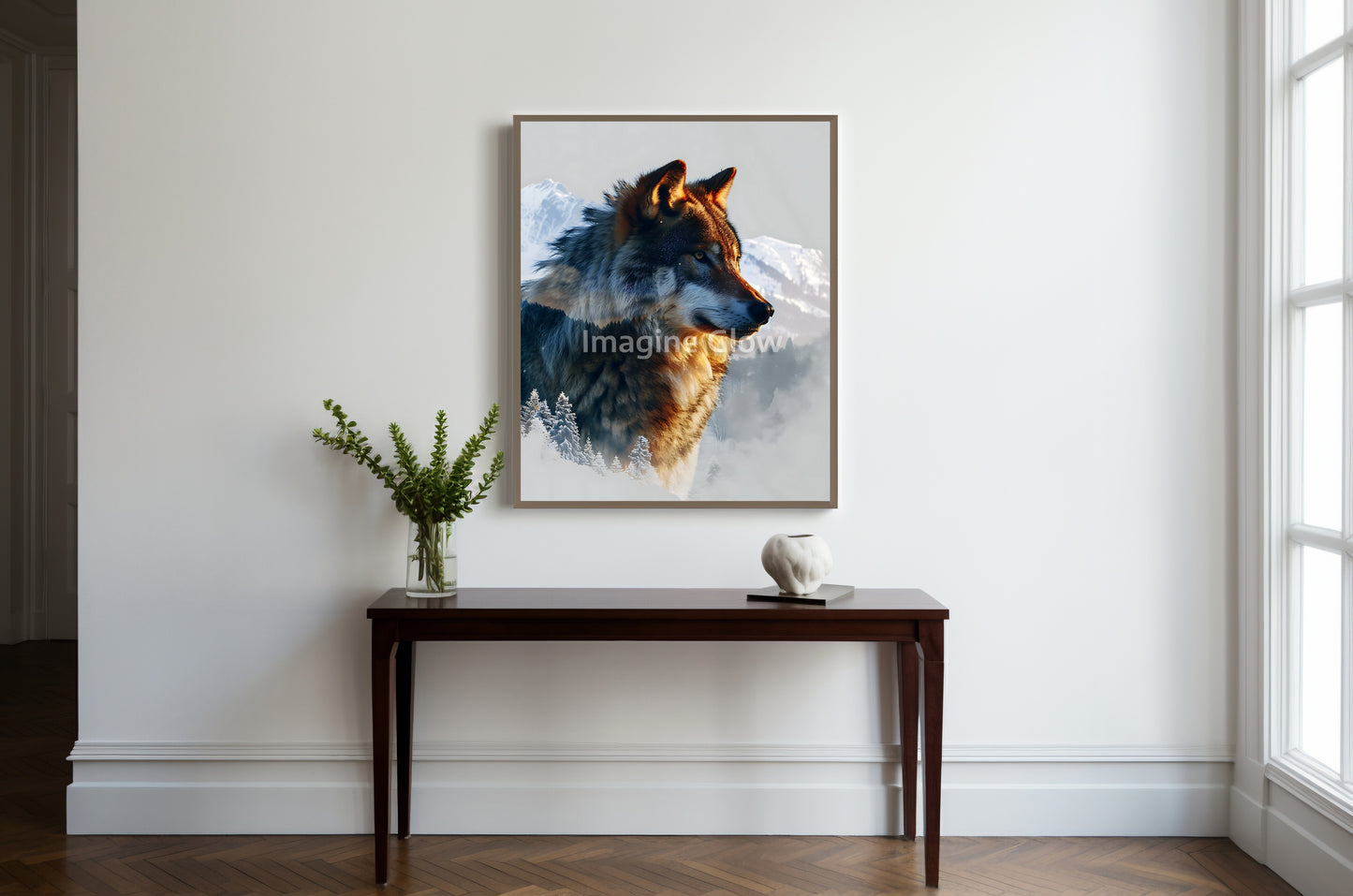 Captivating wall art combining wildlife and winter elements