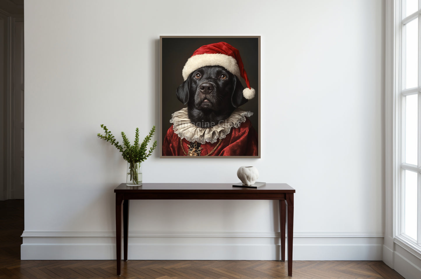 Retriever Dog Christmas Art - Renaissance Pet Portrait