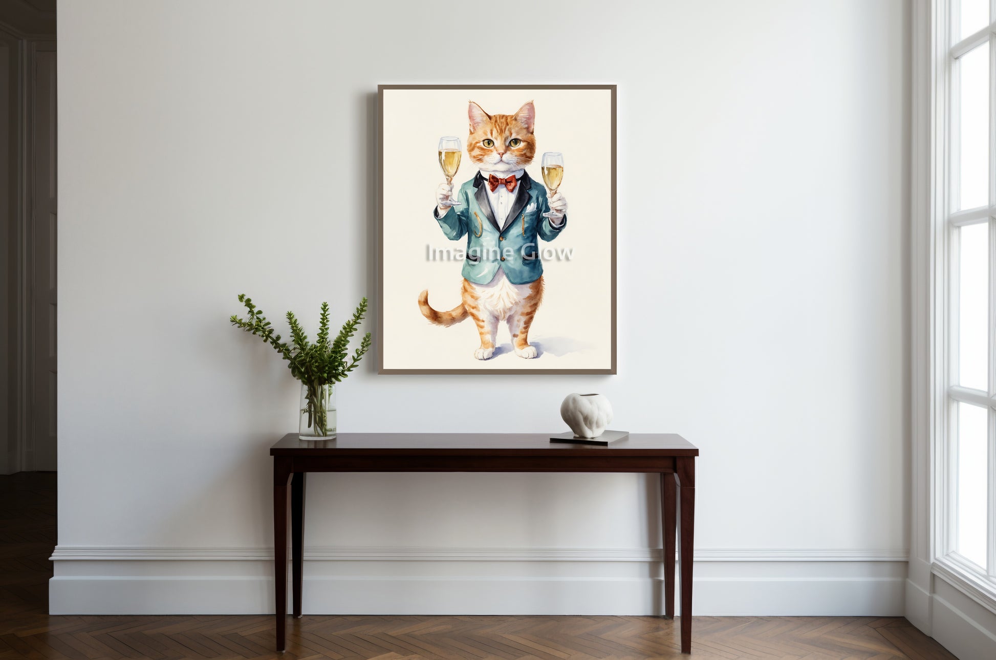 Printable Cat enjoying wine, adding a playful touch to your home decor.