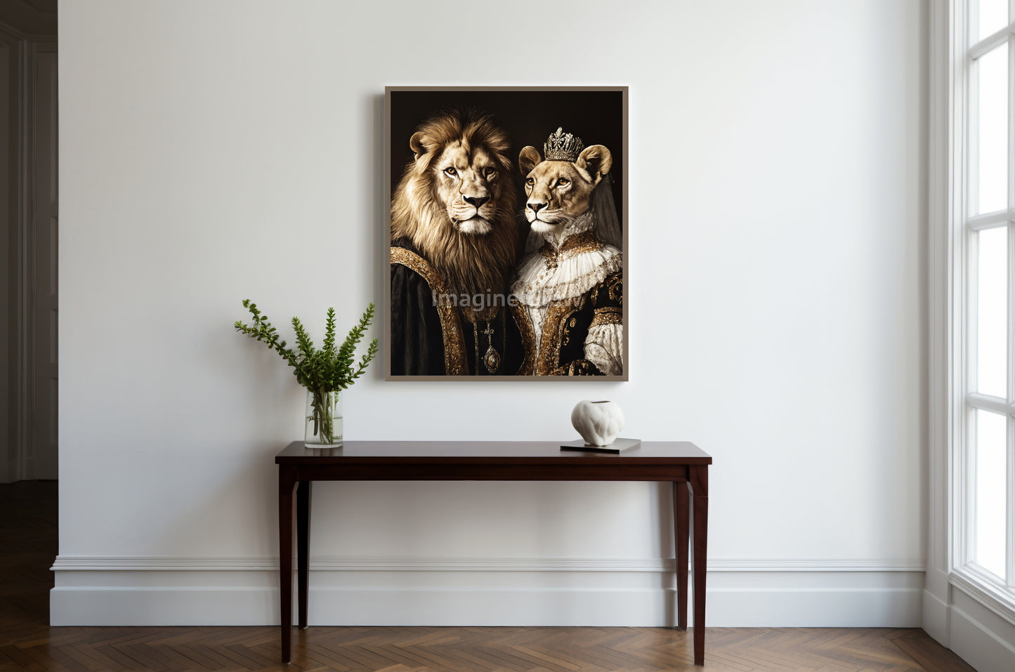 Lion Couple Portrait - Renaissance Animal Portrait