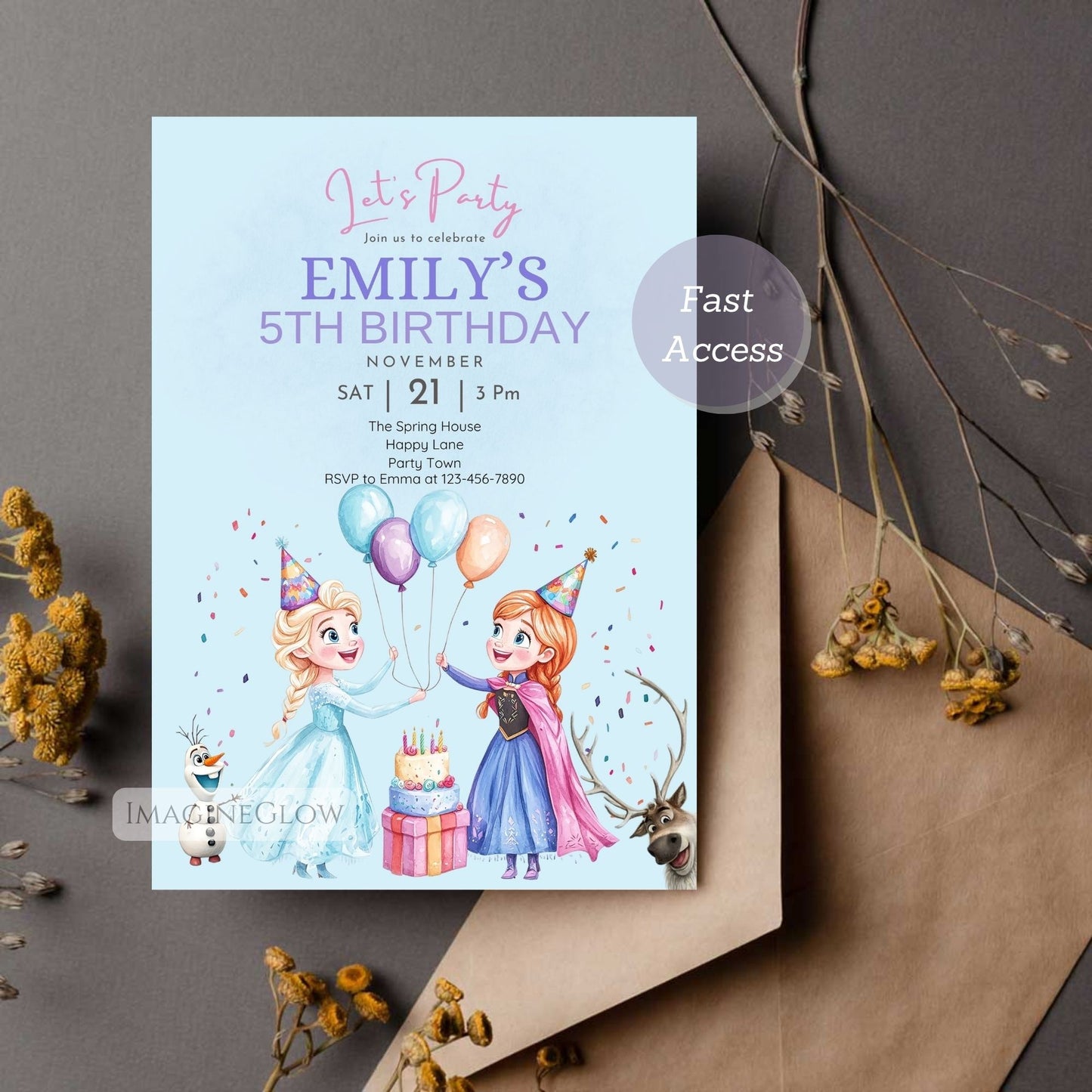 snowy frozen celebration invite
