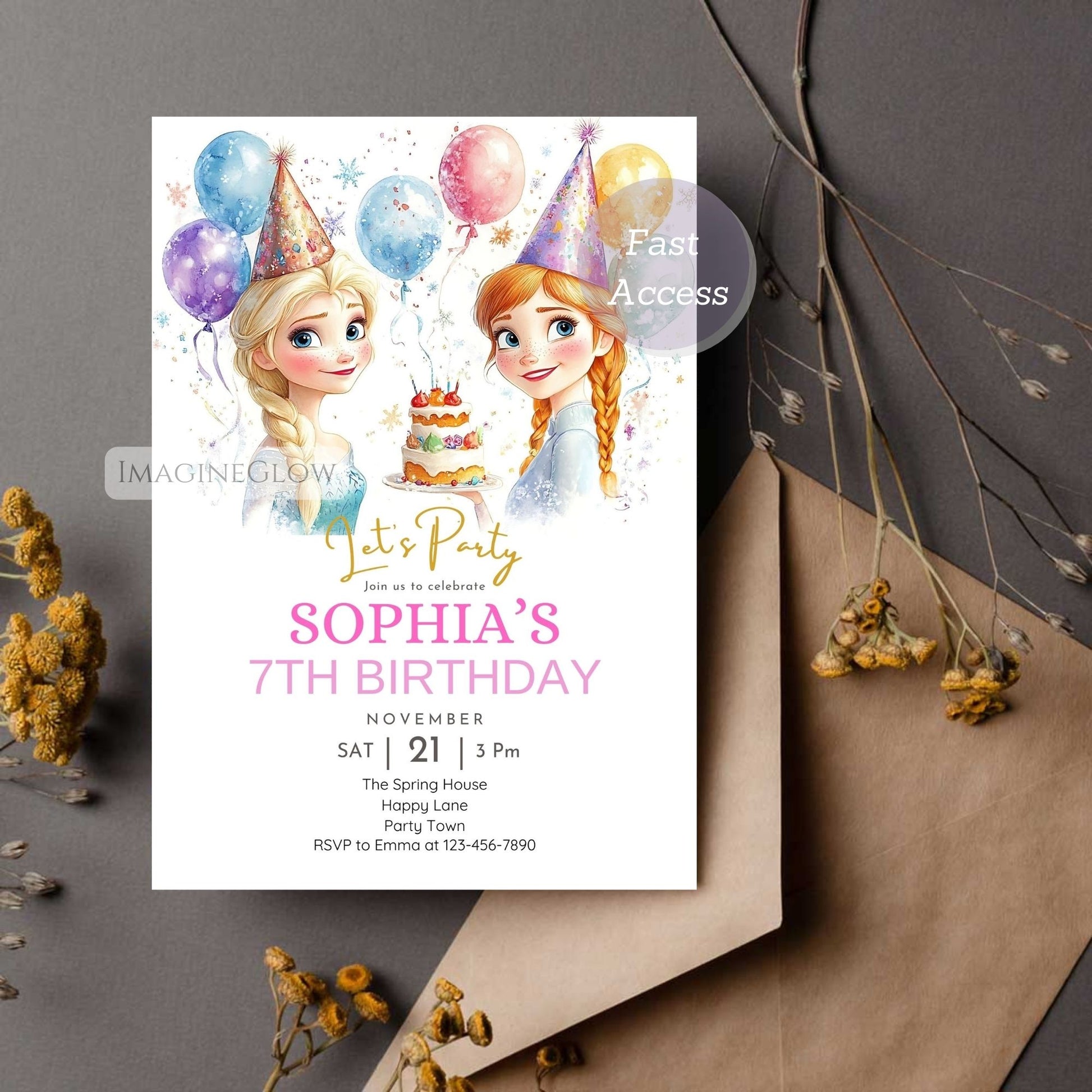 Winter wonderland Frozen invite for kids party

