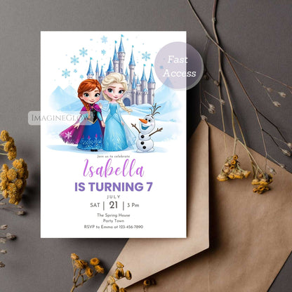 printable frozen party invite
kids frozen birthday invitation
