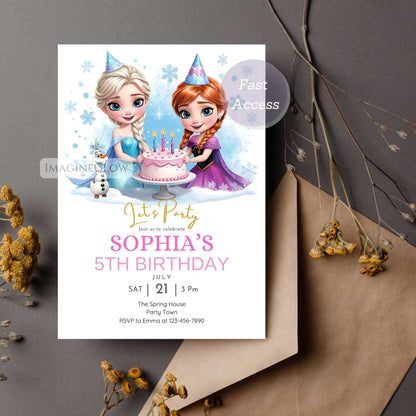 winter frozen invitation template
cute elsa and olaf invitation
