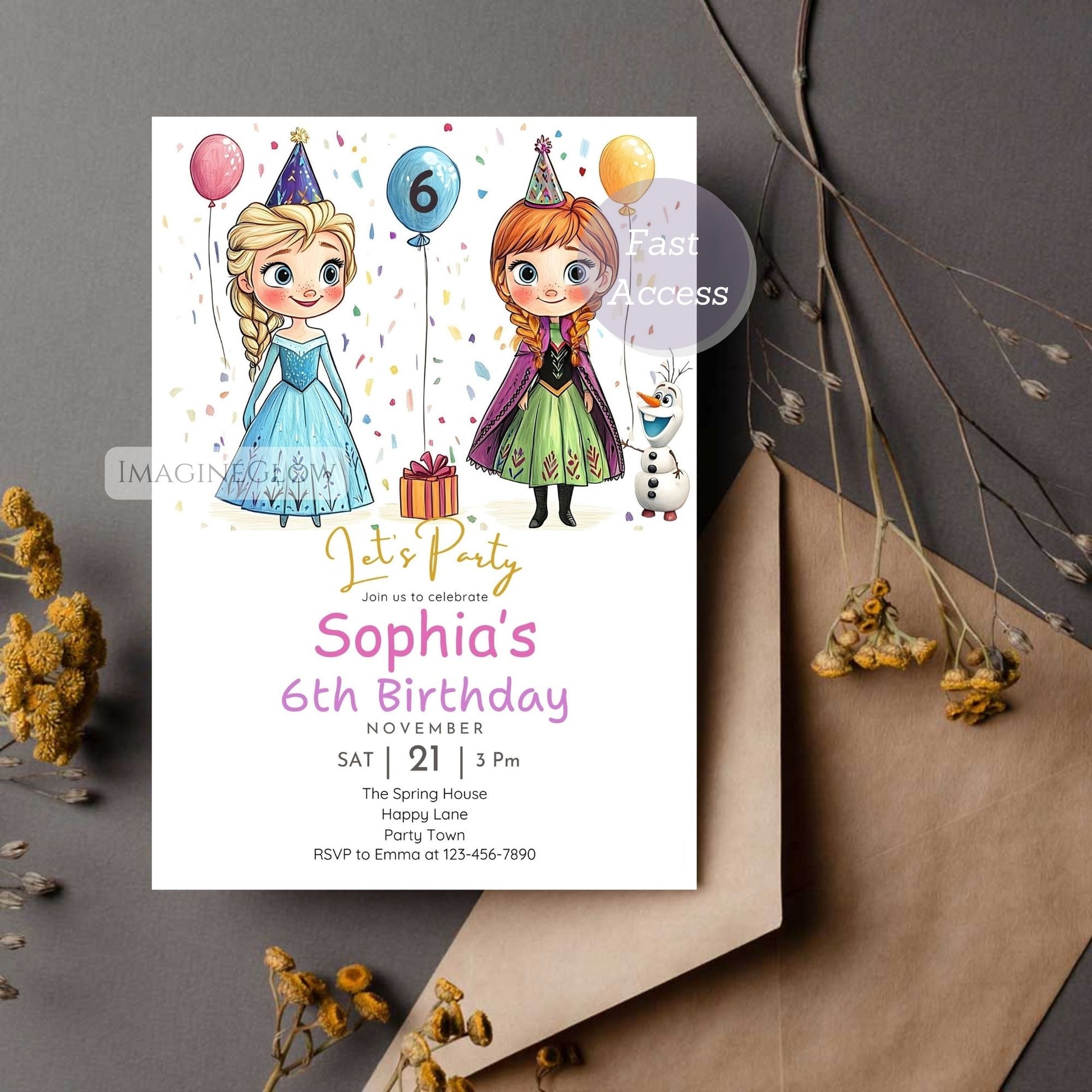 Frozen snowflake birthday party invite
