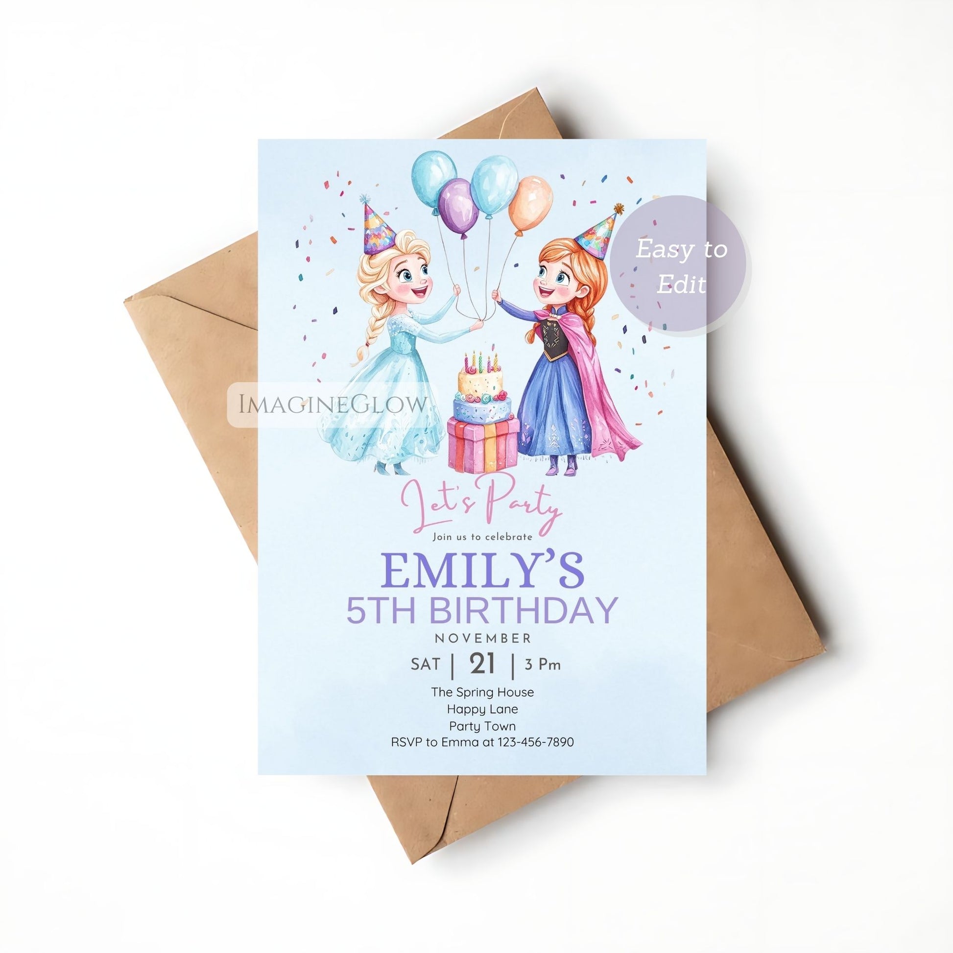winter wonderland invitation
editable frozen birthday invite
frozen princess party invitation
