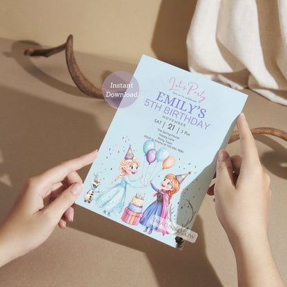 elsa anna birthday invite for kids
