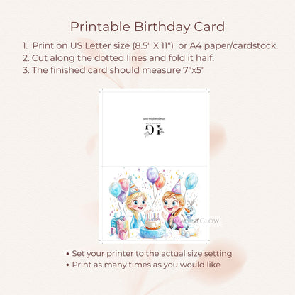 Frozen birthday card instant download
Elsa birthday card for little girls
Arendelle princess birthday card