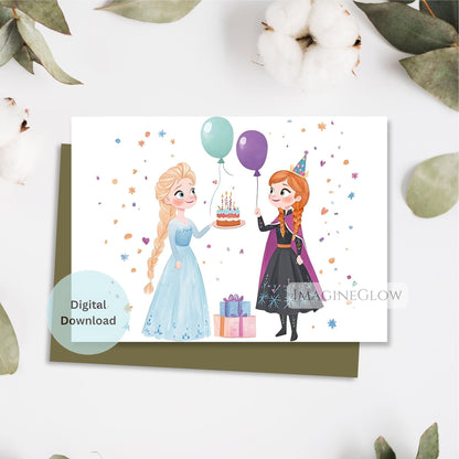 elsa anna digital birthday card
frozen princess birthday greeting
