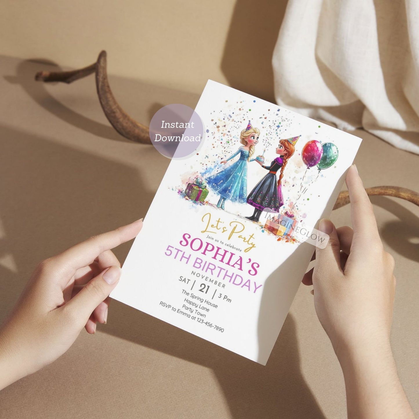Frozen digital birthday card template

