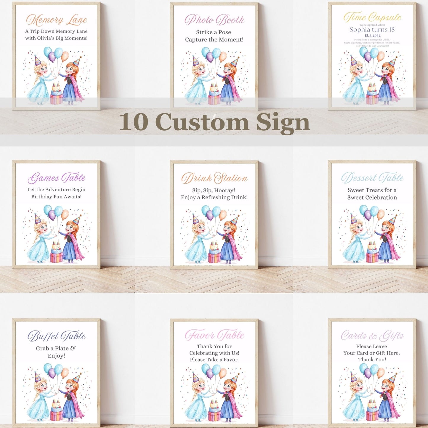 Frozen birthday decor set for girls
Elsa and Anna digital birthday invitation
