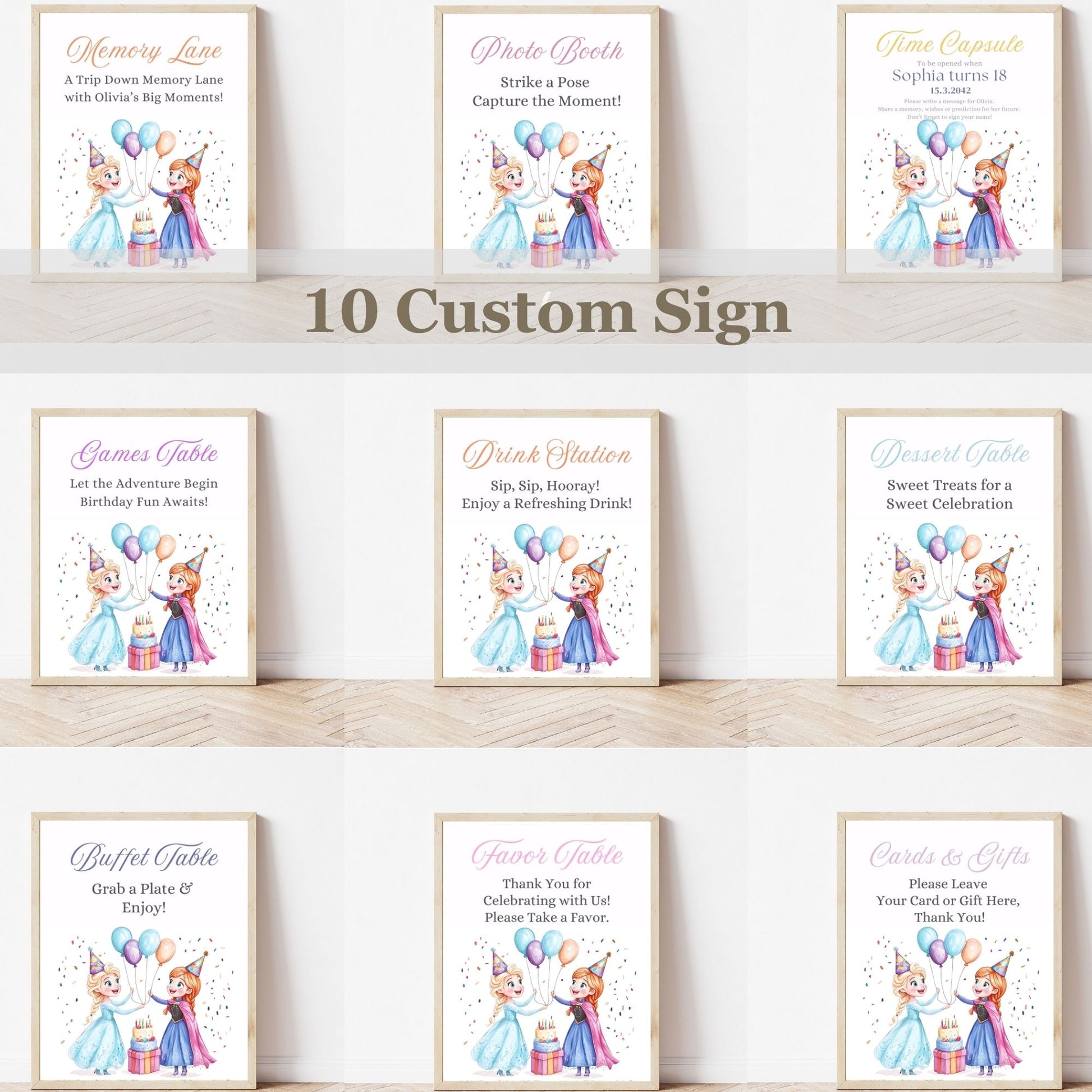 Frozen birthday decor set for girls
Elsa and Anna digital birthday invitation
