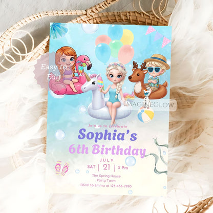 olaf pool party birthday invitation
