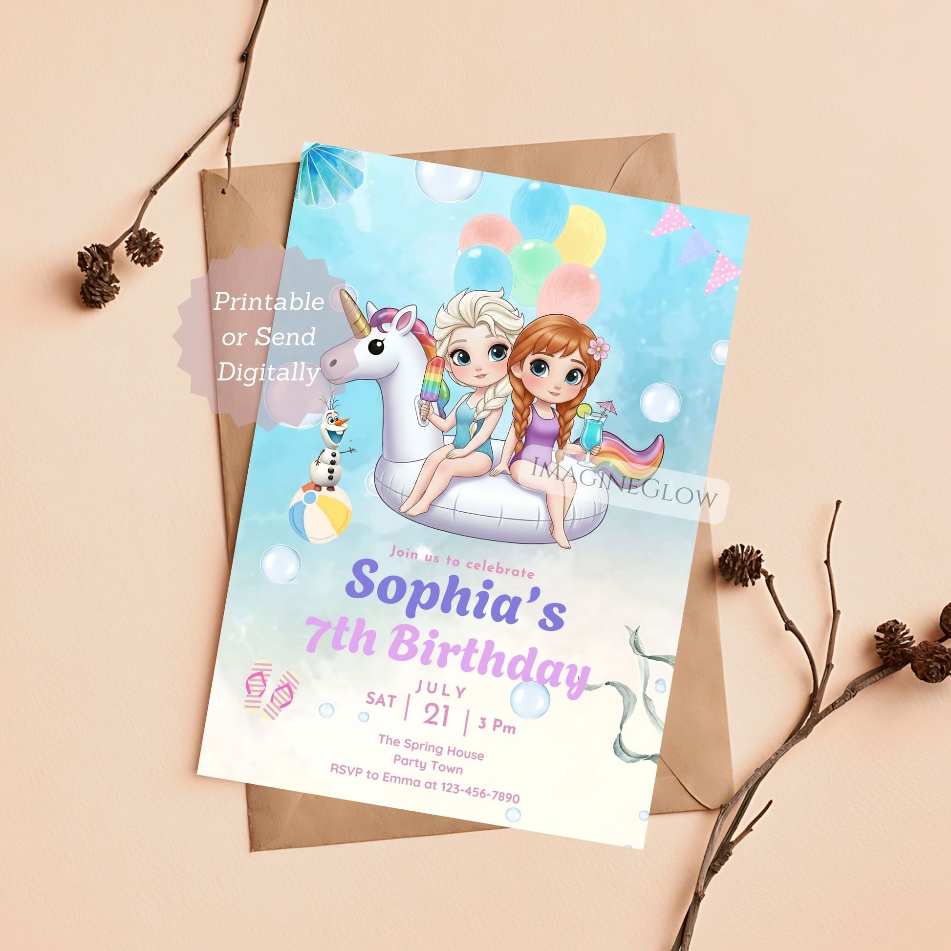 frozen pool party digital invitation