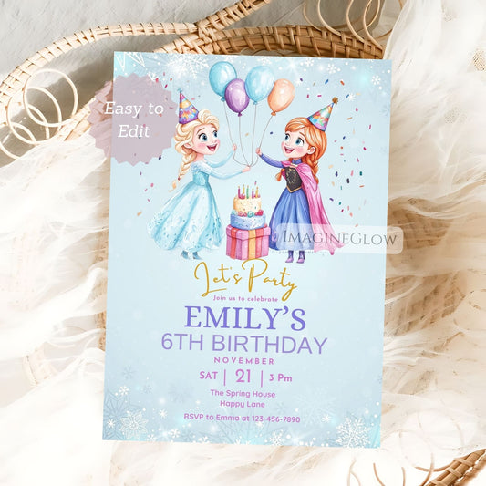 frozen birthday invitation
elsa anna birthday invite

