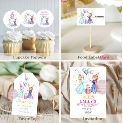 Editable Frozen invitation and party decor