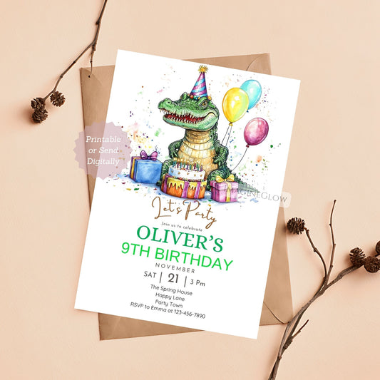 Safari Party Invitation - Crocodile Animal Theme
