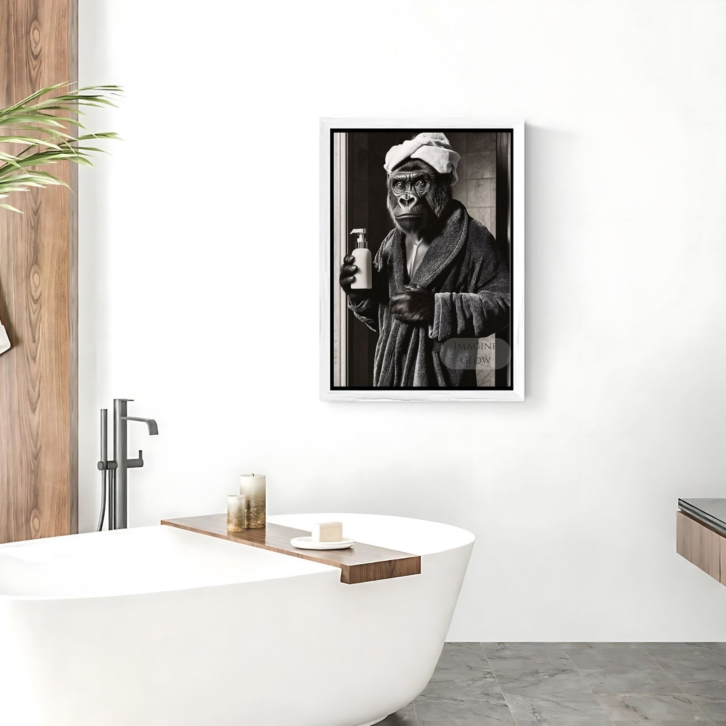 Funny gorilla-themed toilet poster for bathroom decor
