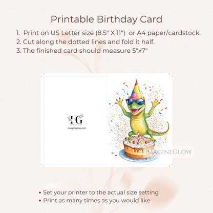 Nature theme birthday card
Lizard birthday printable card
