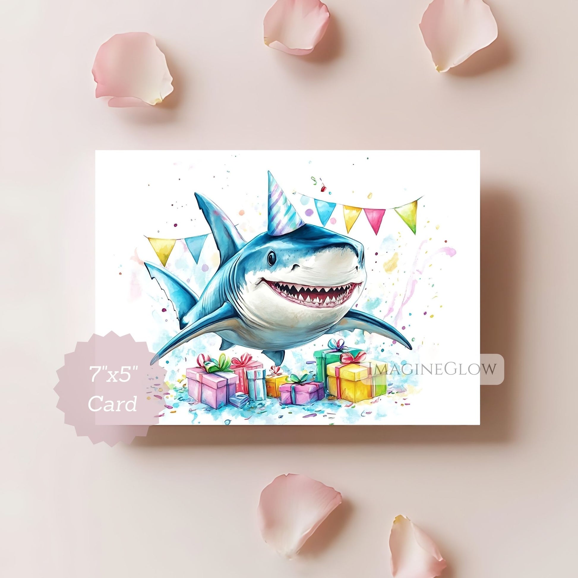 printable shark card
playful shark birthday card
