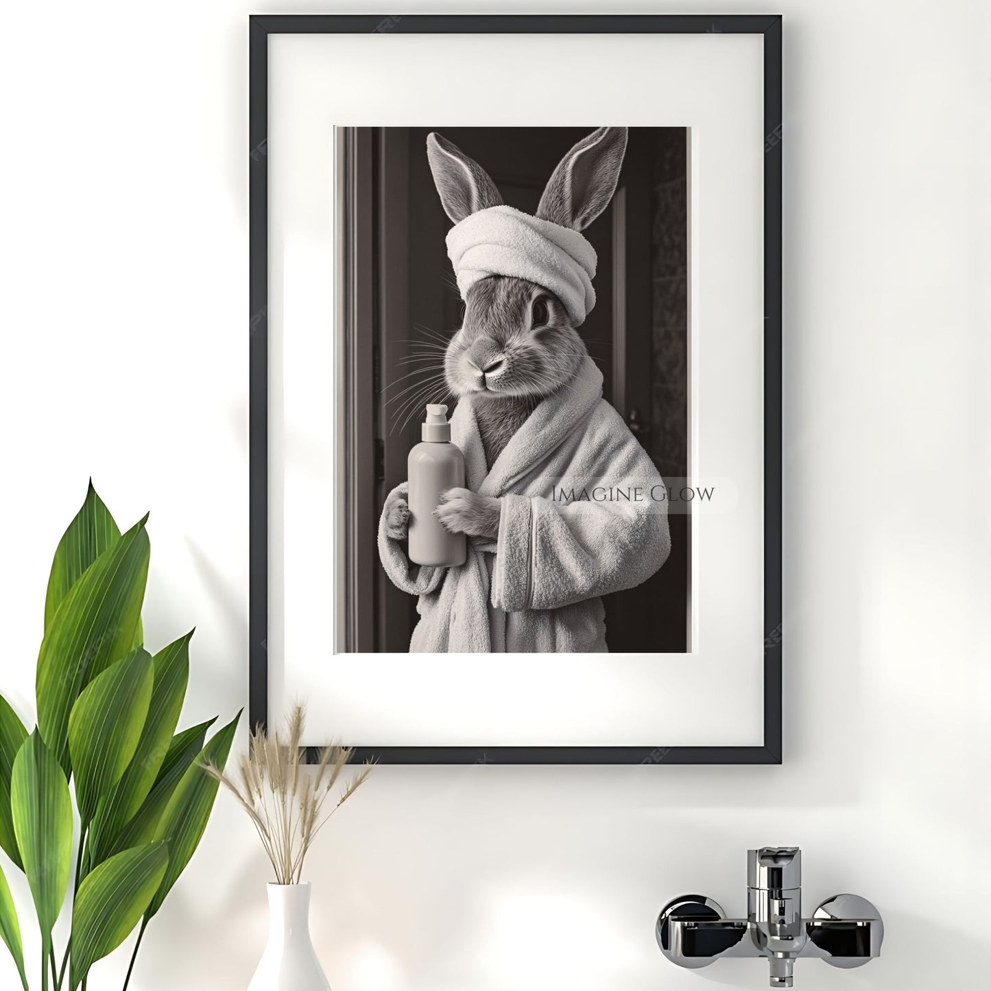 Digital download bunny in bathrobe wall art
